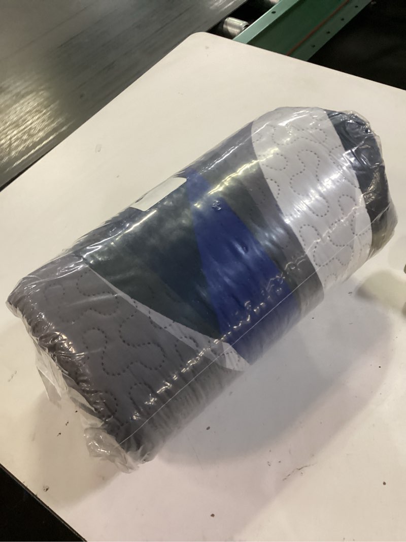 Condition photo showing Good Condition for Similar to the photo reference, weesire Black and Blue Bedding Quilt Queen Size with 2 Shams, Modern Stripe Comforter Sets Classic Line Pattern Bedspreads Grey and Blue Coverlet, 90''x96'' P2-black and Blue Queen