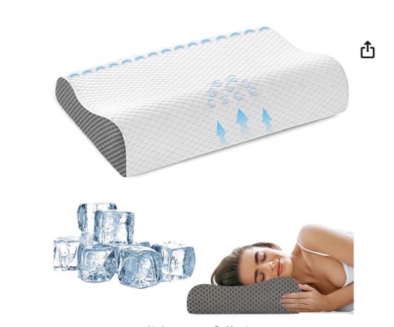 Memory Foam Cooling Bed Pillows for Sleeping, Ergonomic Cervical Pillow for Neck and Shoulder Pain Relief, Adjustable Cold Pillow,with Pillowcase?Grey? Grey 1 Pack