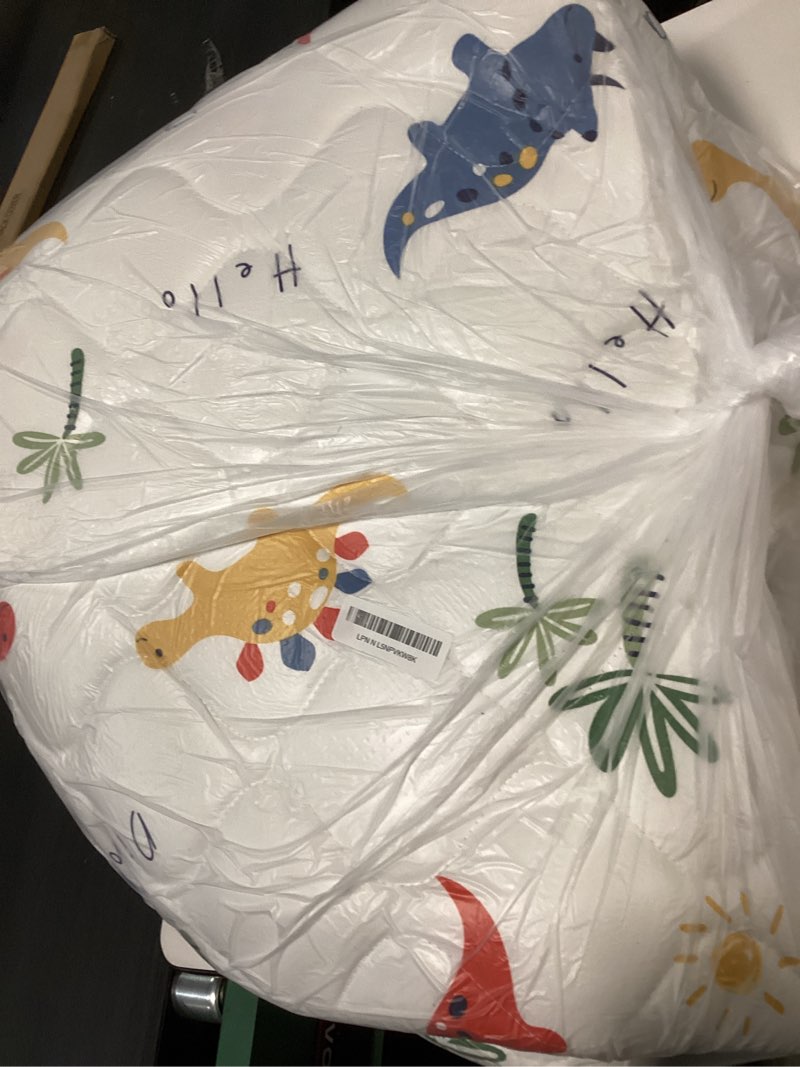 Condition photo showing As Is for Odorless Premium Foam Baby Play Mat, Soft Microfiber Fabric Crawling Mat for Floor- Comfortable and Hypoallergenic, Non-Slip Cushioned Floor Playpen mat for Infants,Babies,Toddlers B- Fun Dinosaur 79" X 71"