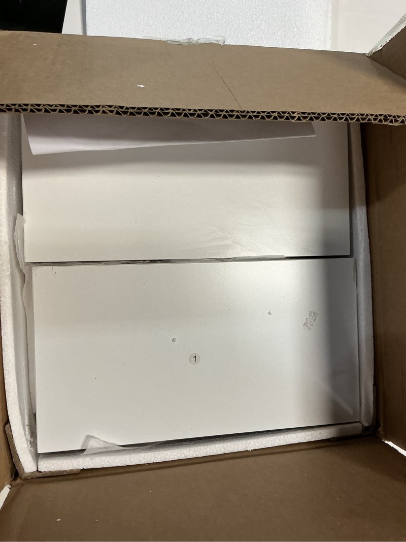 Condition photo showing As Is for upsimples 4-tier floating wall shelf, white vertical vanity decor shelves white 4 tier