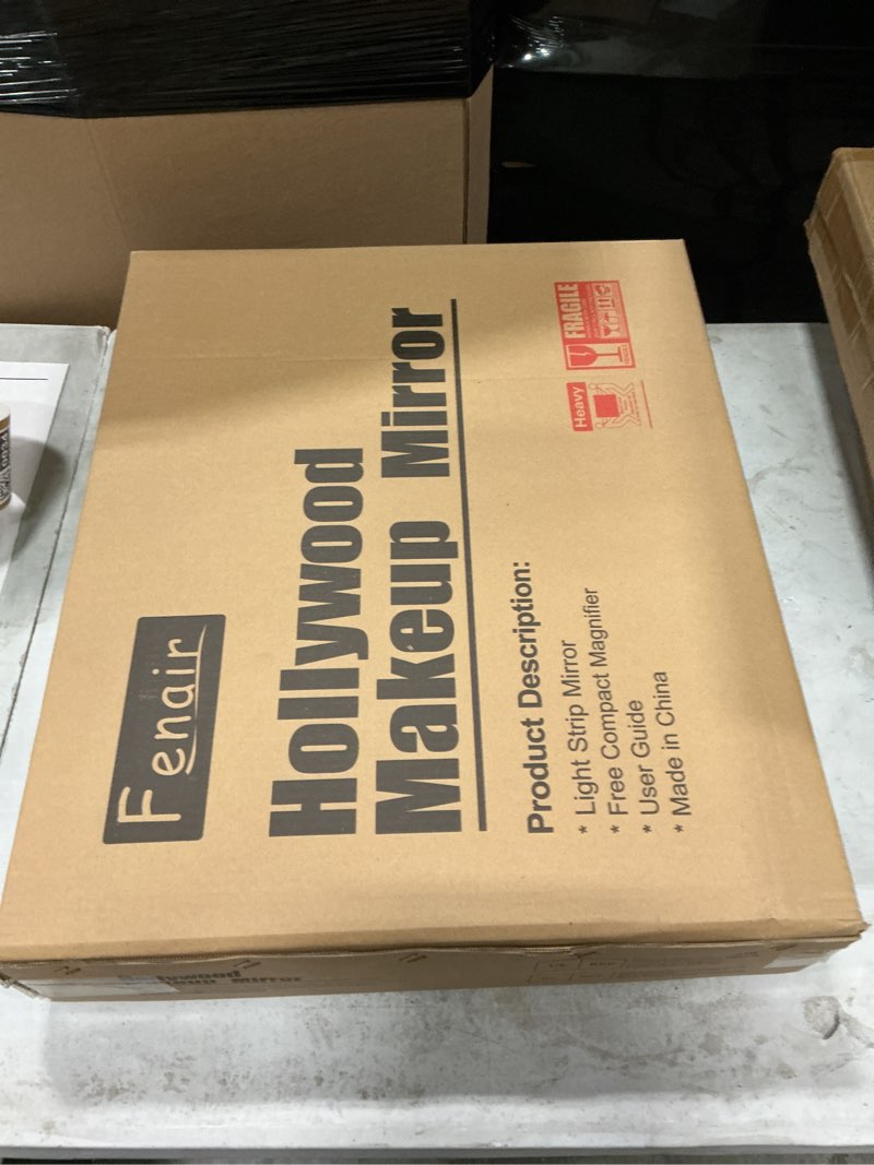 Condition photo showing New/Like New for fenair vanity mirror with lights and bluetooth speaker 22.8* 18.1’ hollywood mirror with crystal light strip makeup mirror, 3 color led mirror usb charging port, 10x magnification, smart touch, white 18.1"l x 22.8"w