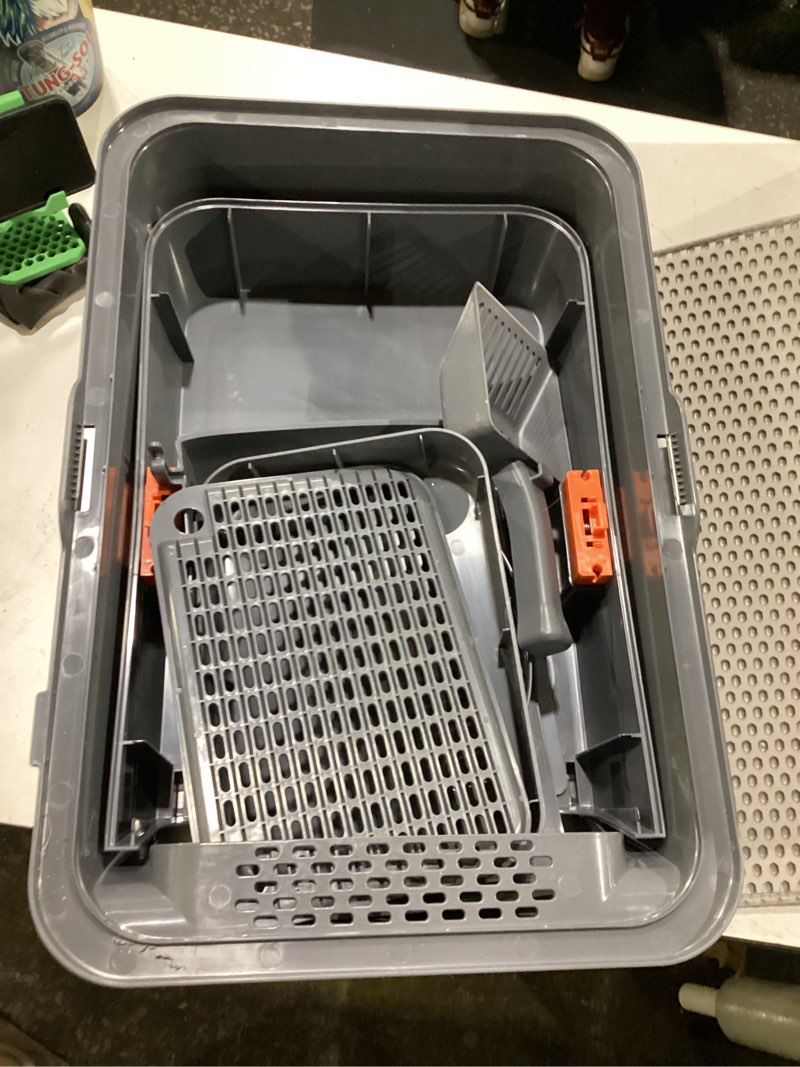 Condition photo showing Good Condition for anywish stainless steel cat litter box with lid, xl extra large enclosed removable metal litter box with litter scoop&double layer litter mat, non-sticky, non-odor, for big cats dark grey dark grey-a