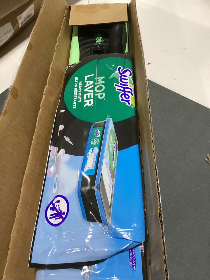 Condition photo showing Good Condition for swiffer sweep and mop deluxe  2-in-1 floor mopping and sweeping kit  includes 1 sweeper device  5 heavy duty dry sweeping cloths  6 heavy duty wet mopping cloths