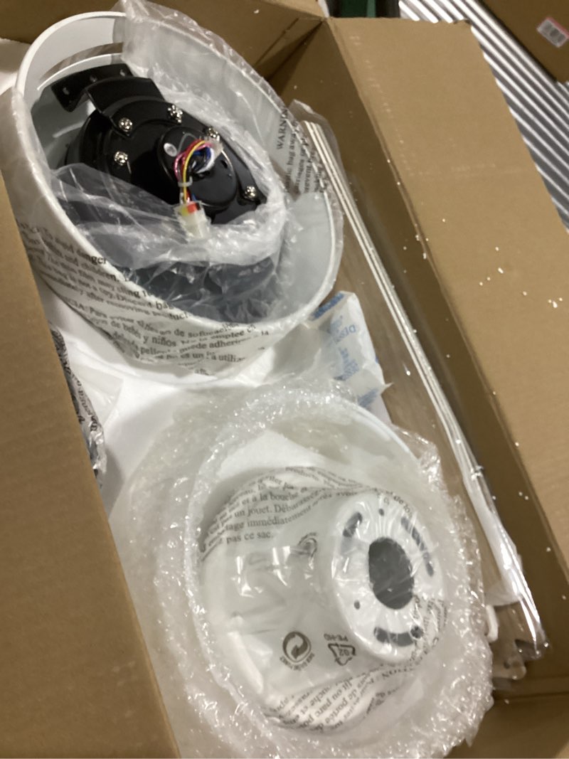 Condition photo showing Good Condition for Hunter 44 inch Indoor Ceiling Fan with LED Light and Remote Control - White Modern Ceiling Fan, Low Profile Mount, 4 Blades, For Bedroom, Living Room, or Kitchen, Quiet - Dempsey 59244, Fresh White Fresh White finish