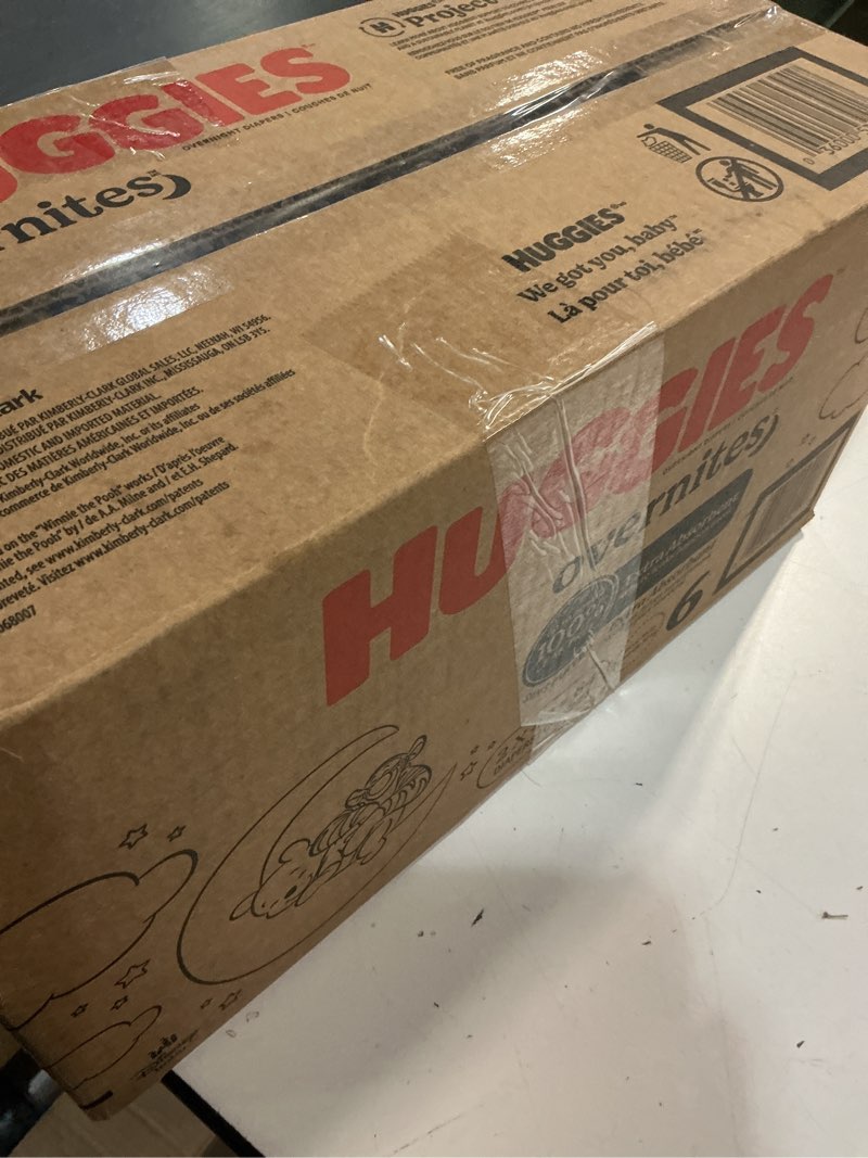 Condition photo showing New/Like New for huggies size 6 overnites baby diapers: overnight diapers, size 6 (35+ lbs), 84 ct (2 packs of 42), packaging may vary size 6 84