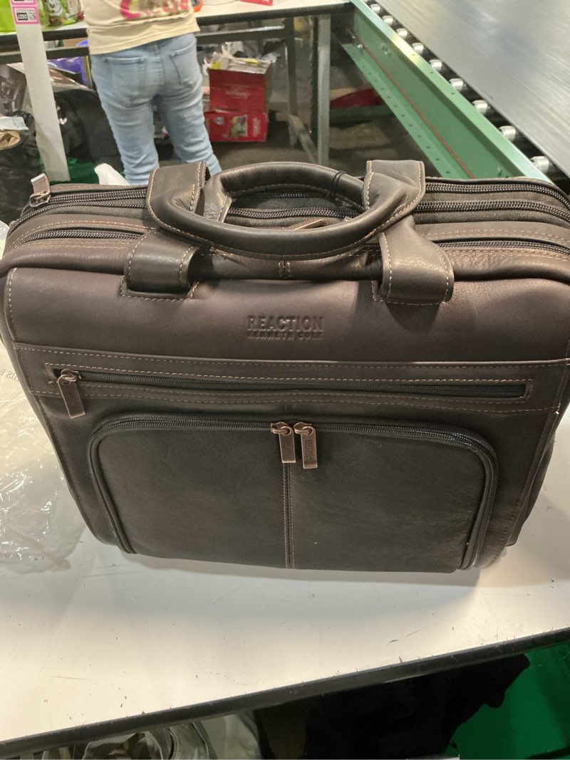 kenneth cole reaction ‘out of the bag' manhattan colombian leather 15.6" laptop briefcase travel business case bag brown