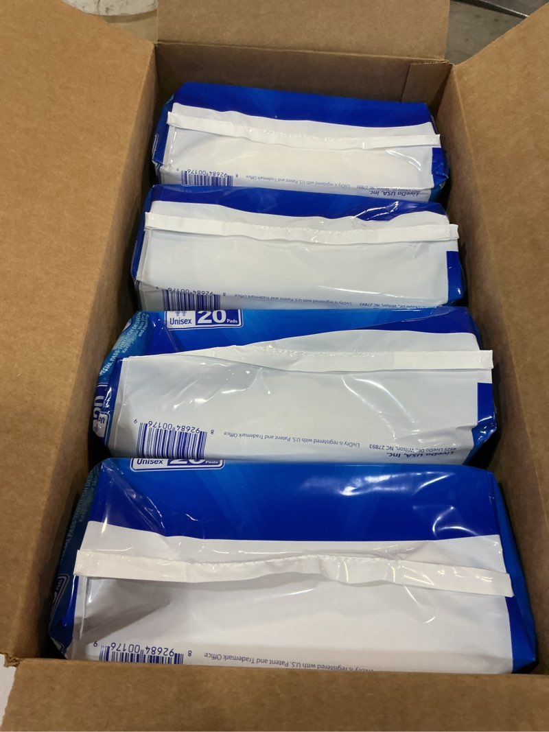 Condition photo showing New/Like New for livdry incontinence booster pads, use with adult diapers for women and men, extra comfort softness, disposable pad (80 count, regular length) 80 count regular length