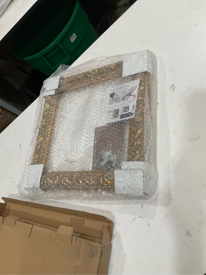 Condition photo showing New/Like New for canvas frame for 12x12 oil paintings art prints, finished antique gold 12x12 wood frame for landscape portrait, ornate art frame for gallery hallway wall decor (empty frame, no backboard) 12x12" gold