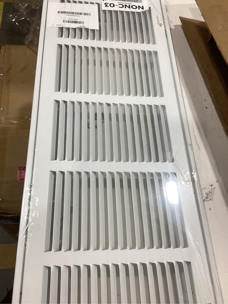 Condition photo showing Good Condition for voisen return air grille,fits 30x8 duct opening,steel return vent cover, white vent cover grill for sidewall and ceiling,havc cold air return vent cover,overall size:31.8"w x 9.8"h 30"x8"