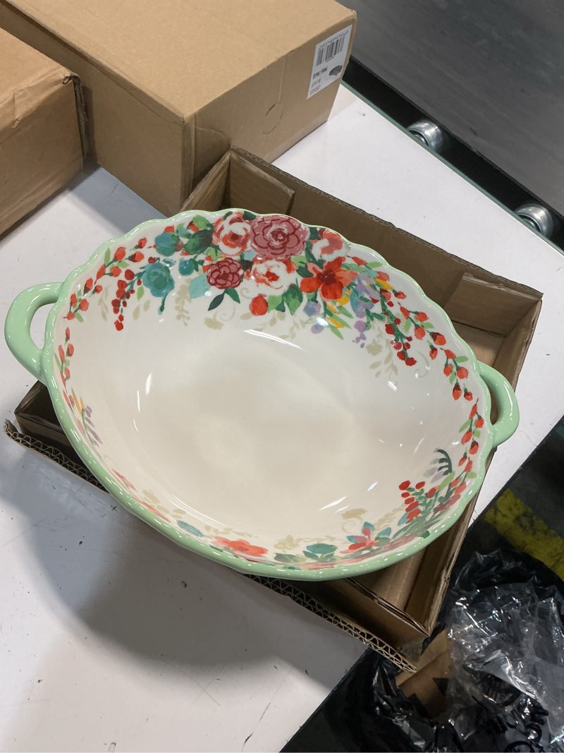 Condition photo showing New/Like New for the pioneer woman painted meadow ceramic serving bowl