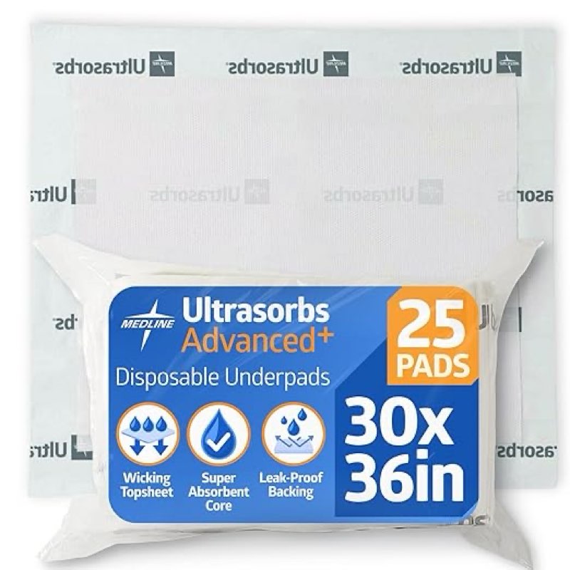 medline extrasorbs extra strong disposable underpads, super absorbent dry pads, 30 x 36, case of 70 (b00bl6fux4)