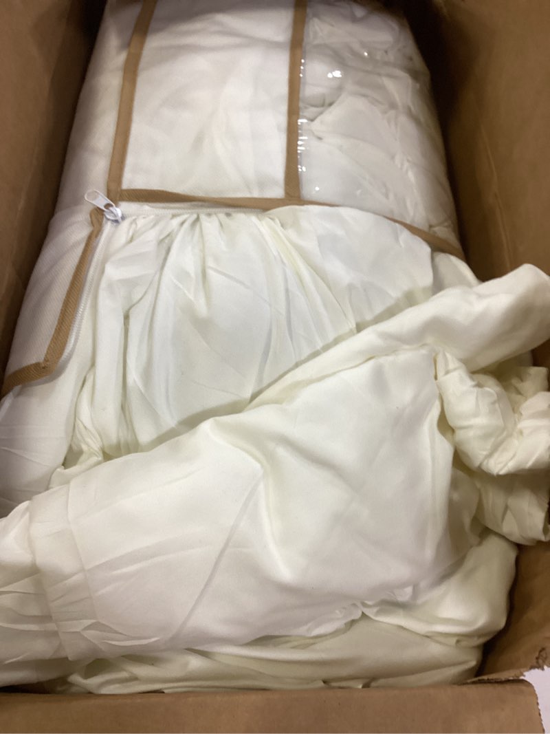 Condition photo showing As Is for ROSGONIA Oversized Queen Comforter Ivory, 3pcs (1 Comforter & 2 Pillowcases) Lightweight Oversized Queen Comforter Sets Bedding Blanket Quilts Oversized Queen Comforter 98"x98" Ivory