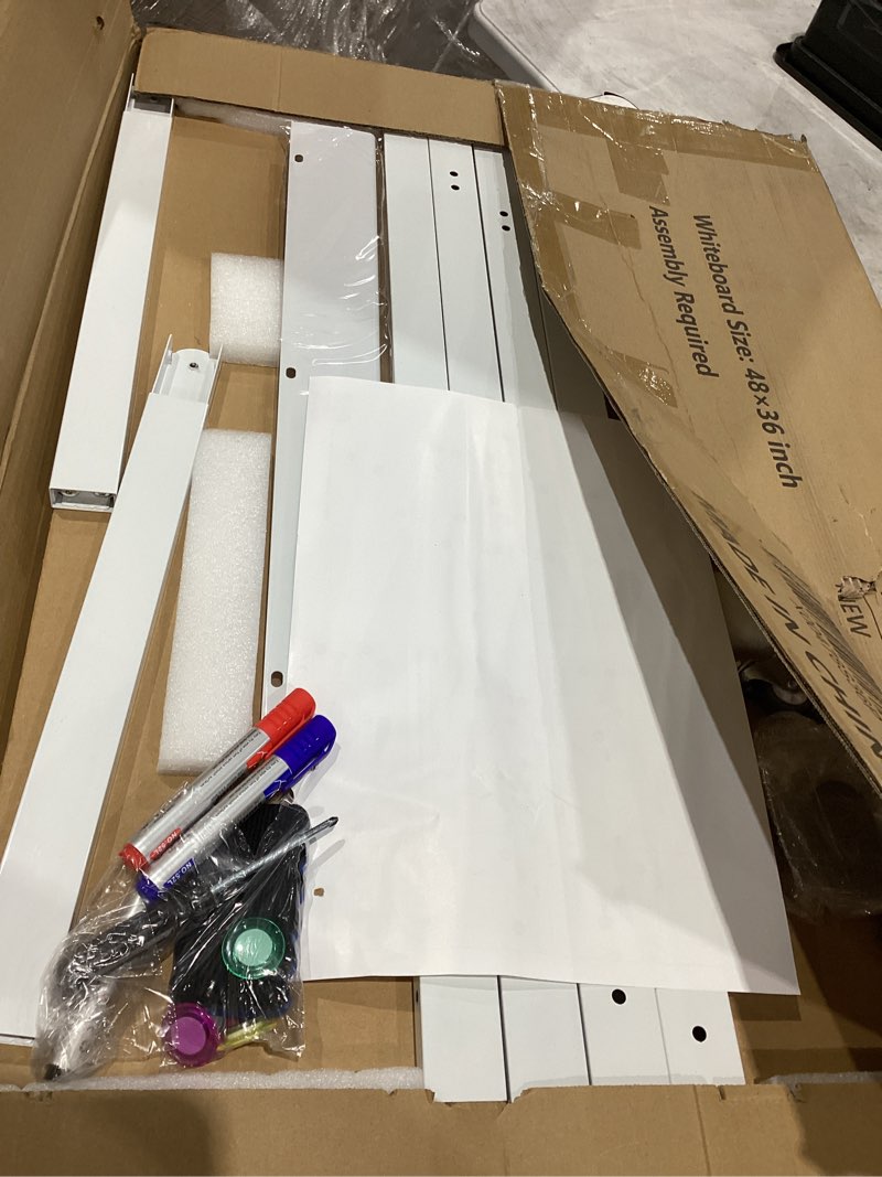 Condition photo showing Good Condition for large rolling whiteboard on wheels, 48" x 36" double-sided mobile white board with stand, 4' x 3' portable standing magnetic dry erase board easel for home office classroom school, silver 48"w x 36"h silver