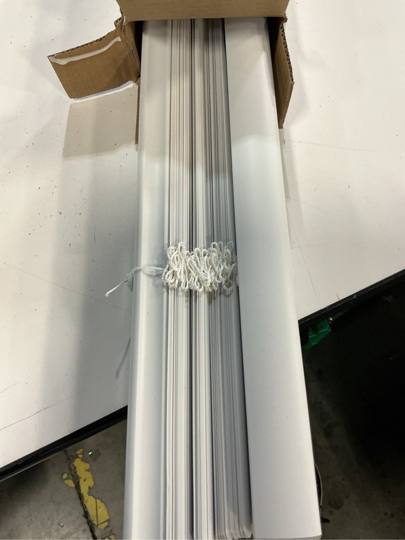 Condition photo showing Good Condition for project source light filtering 1-in slat width 47-in x 64-in cordless white vinyl light filtering mini-blinds