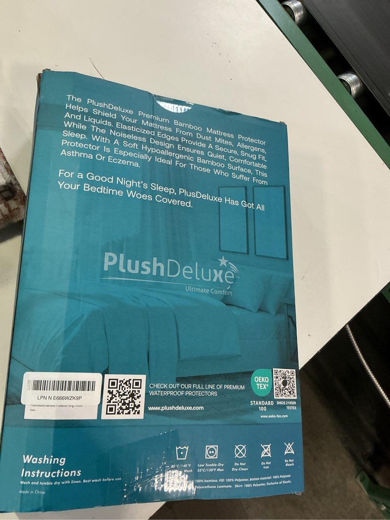 Condition photo showing New/Like New for plushdeluxe premium bamboo mattress protector – king size, waterproof, & ultra soft breathable noiseless washable bed mattress cover for comfort & protection - white
