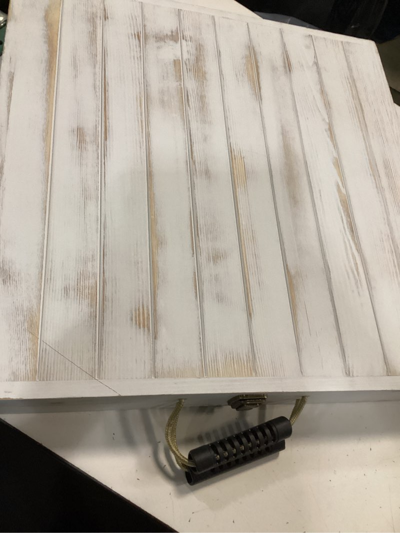 Condition photo showing Good Condition for foldable white desk 26x20” | solid pine laptop table | handmade minimalist table | compact small space furniture