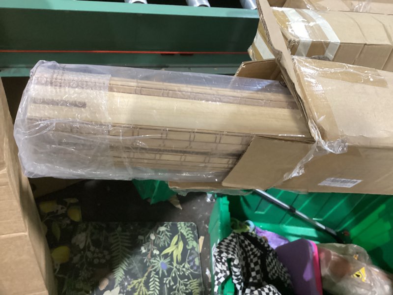 Condition photo showing New/Like New for luckup cordless bamboo roman blinds shades for indoor windows-blackout room darkening roman blinds with 6" valance cover enhanced privacy, 38" w x 64" h 38"w x 64"h privacy-carbonized color