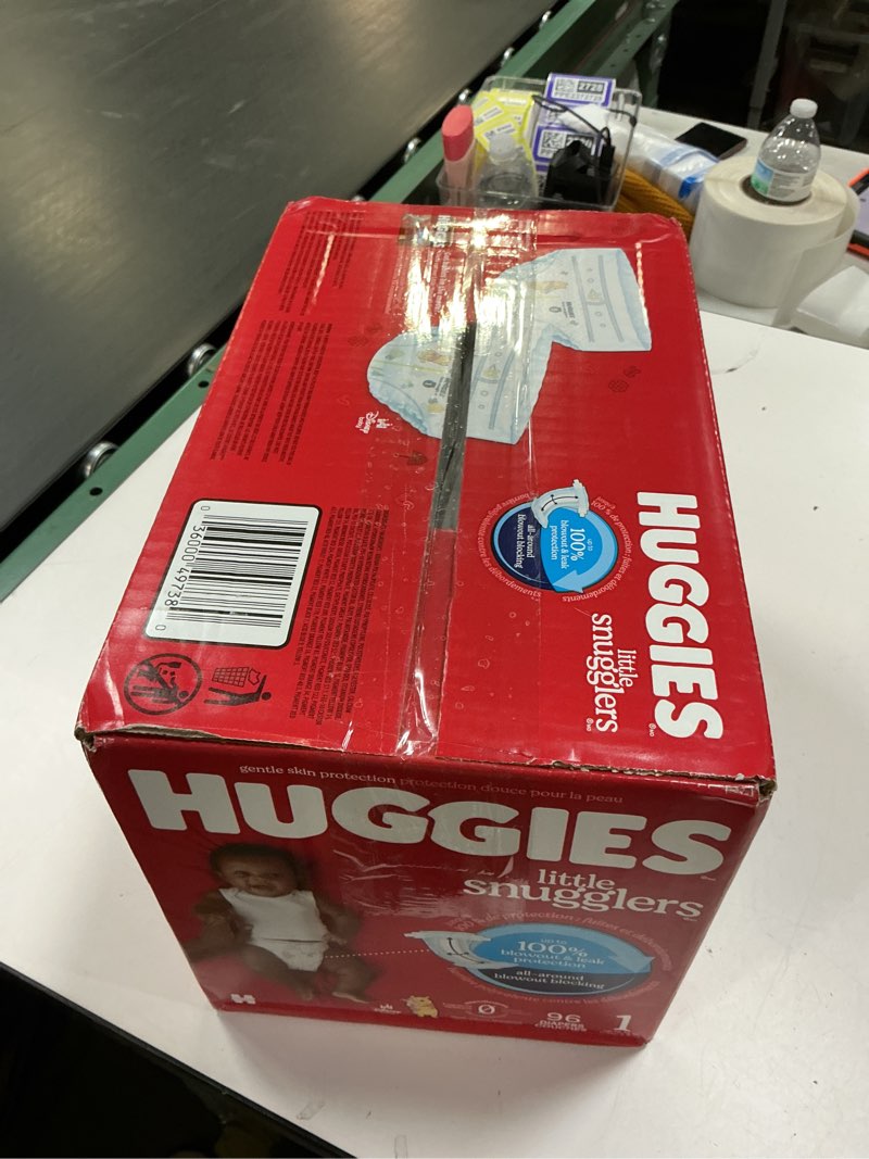 Condition photo showing New/Like New for Huggies Size 1 Diapers, Little Snugglers Baby Diapers, Size 1 (8-14 lbs), 96 Count, Packaging May Vary Size 1 96