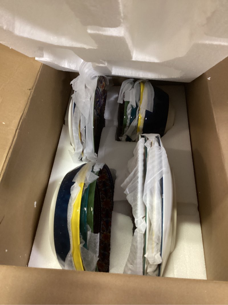 Condition photo showing Good Condition for Romatlink 24 Pieces Dinnerware Sets, Ceramic Plates and Bowls Set, Microwave and Dishwasher Safe, Scratch Resistant, Bohemian Style Dishware Set, Service for 6 Service for 6 (24pcs)