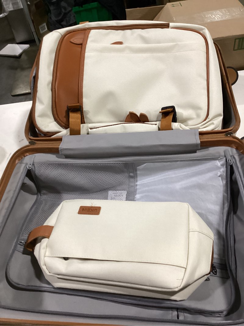 Condition photo showing Good Condition for UKEIN Luggage Sets 3 Piece, Carry On Luggage 20In With Spinner Wheels,PC Hardside Suitcase Set with TSA Lock,Durable Carry On Suitcase With Travel Backpack for Men (Beige, 3 piece set (20inch)) Beige 3 piece set (20inch)