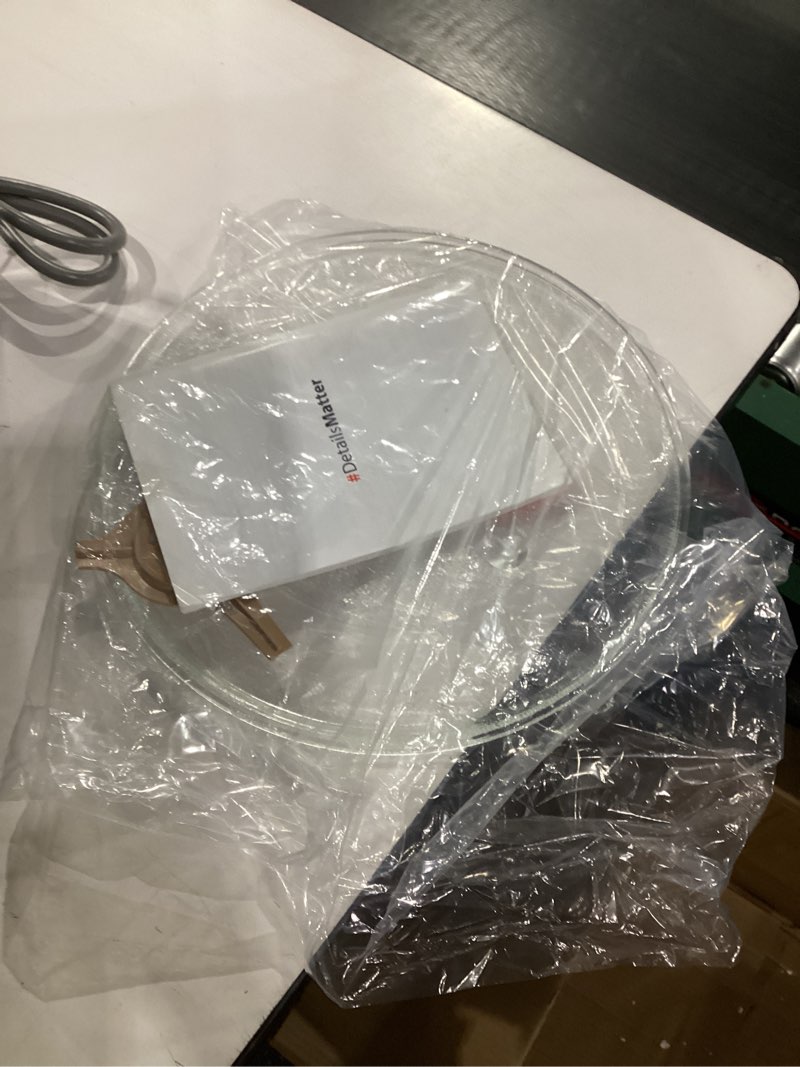 Condition photo showing As Is for **untested** toshiba em131a5c-ss countertop microwave ovens 1.2 cu ft with 12.4\" removable turntable smart humidity sensor, 12 auto menus mute function eco mode easy clean interior, 1000w, silver 1.20 cu.ft