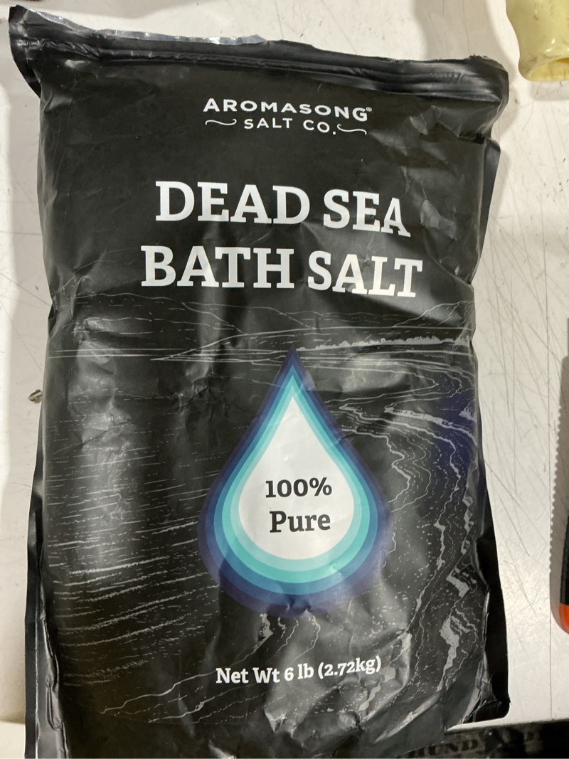 Condition photo showing As Is for aromasong dead sea salt bath soak 6 lbs. bulk pack – 100% natural dead sea salts for soaking, relaxation, and detoxification of skin, dead sea salts for bath to rejuvenate and refresh.