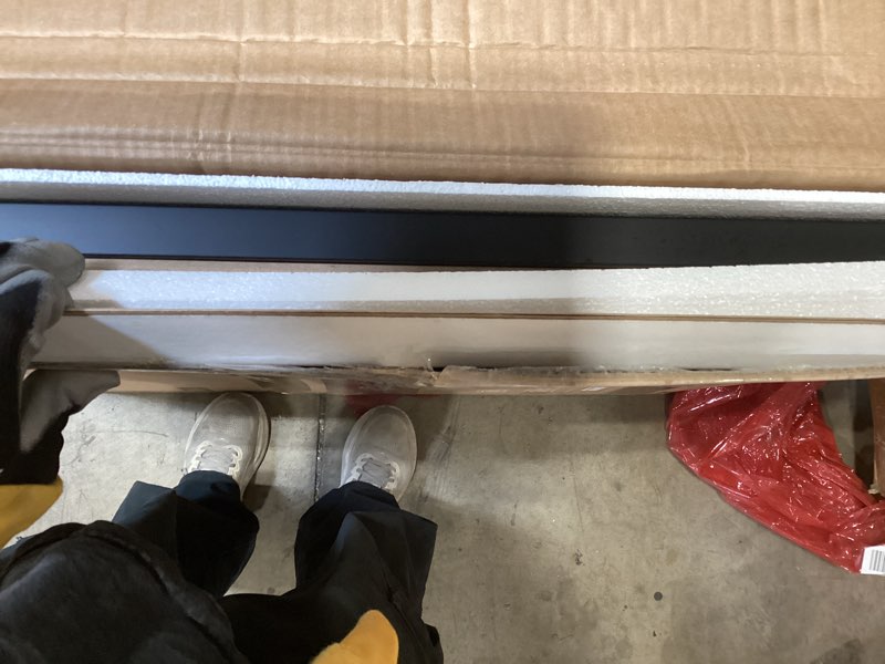 Condition photo showing As Is for frame amo 36x36 solid wood poster frame black, with 29.5x29.5 white mat opening for 30x30 image, 1.5 inch wide, 1 inch thick, acrylic front, gallery grade black 36x36