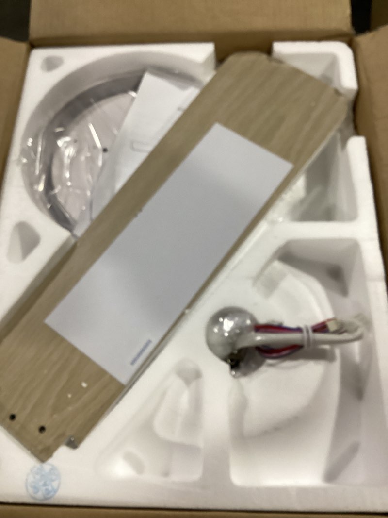 Condition photo showing Good Condition for Amico Ceiling Fans with Lights, 42 inch Low Profile Ceiling Fan with Light and Remote Control, Flush Mount, Reversible, 3CCT, Dimmable, Noiseless, White Ceiling Fan for Bedroom, Indoor/Outdoor Use White 42 inch