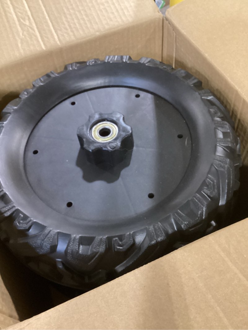 Condition photo showing Good Condition for 2pack 29cm/11.4'' eva soft compound tire for power wheels ride on car ?alligator tires upgrade,off-road tires front/rear wheels for ride on toys car/suv/jeep/utv replacement parts,black,bearing black wheel hubs