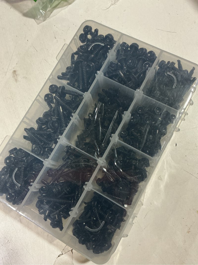 Condition photo showing New/Like New for 460PCS Black Self Drilling Screws Assortment Kit, 410 Stainless Steel Self Tapping Screws, #8#10 Hex Head Self Drilling Screws, Length 1/2" to 1-1/4'' (Black)