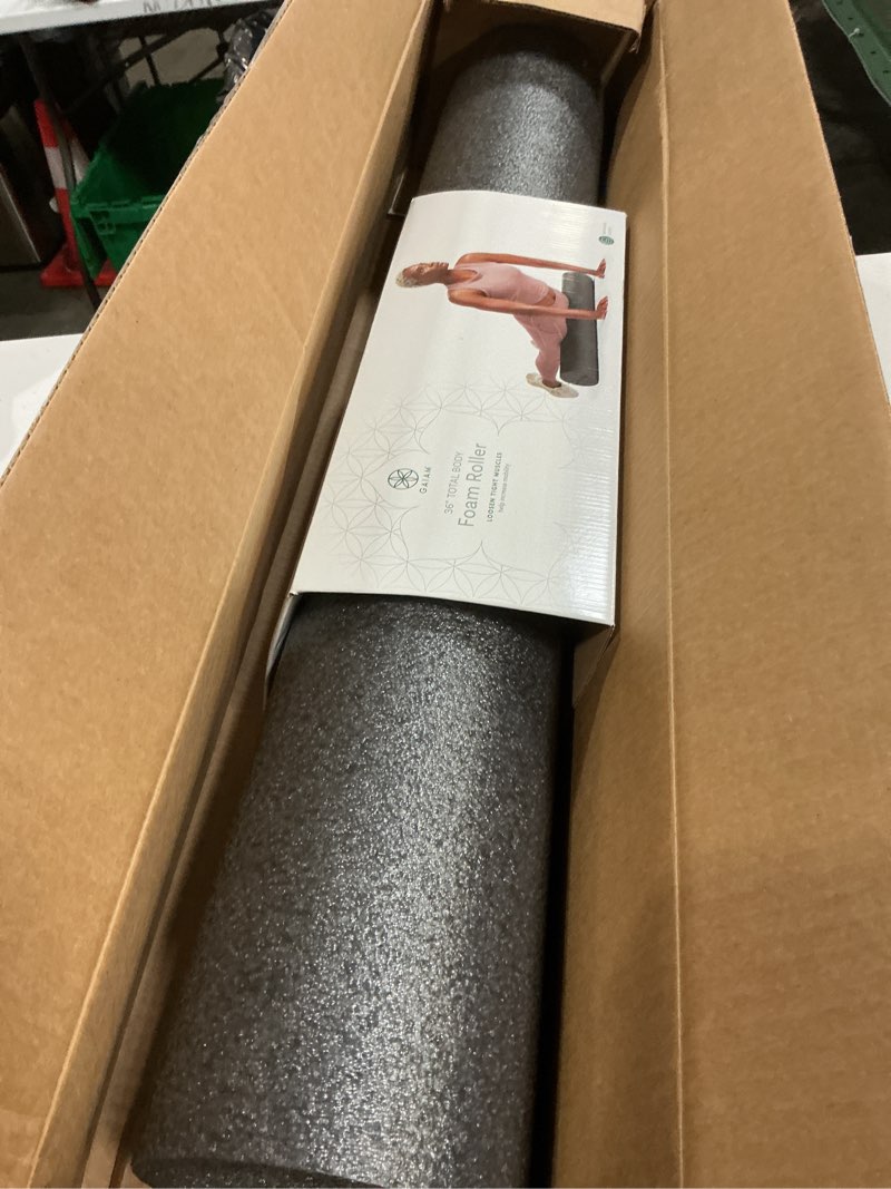Condition photo showing New/Like New for gaiam restore foam roller for muscle massage - deep tissue muscle massager for sore muscles & stimulation - total body pain relief, back, neck, foot, calf, leg, arm (18 inch and 36 inch) 36-inch 36" roller (grey)