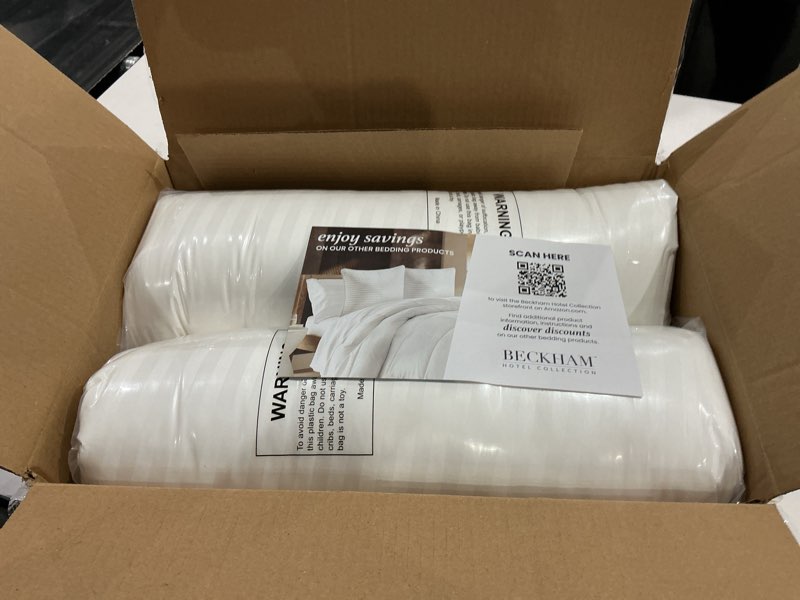 Condition photo showing Good Condition for beckham hotel collection bed pillows standard/queen size set of 2 - original soft down alternative pillow for sleeping - soft support for back, stomach or side sleepers queen / standard white