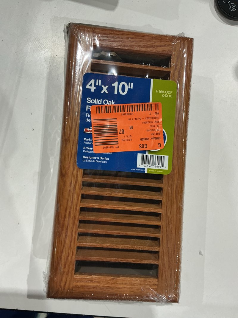 Condition photo showing Good Condition for t.a. industries 4 in. x 10 in. oak floor diffuser