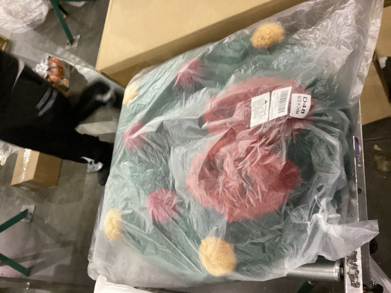 Condition photo showing New/Like New for Lahome Christmas Decorations Plush Throw Pillow Soft Green Christmas Wreath Pillow with Bow,Cute Cushion Xmas Winter Holiday Party Decor Indoor for Kids Home Sofa Bed Couch Office Living Room Green Wreath