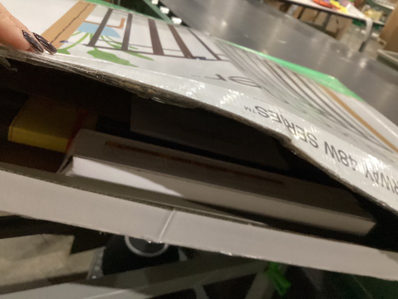 Condition photo showing As Is for Ingenuity Decorative Extra Tall Baby Gate & Dog Gate, 28.5"-48" Wide, 36" Tall, Hardware or Pressure Mounted, Install on Top or Bottom of Stairs, Banister, or Doorway - Bronze