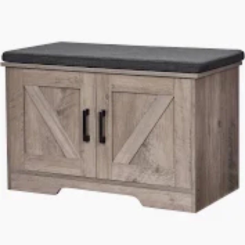 Homsho 2-Tier Storage Bench, Shoe Bench With Padded Seat Cushion