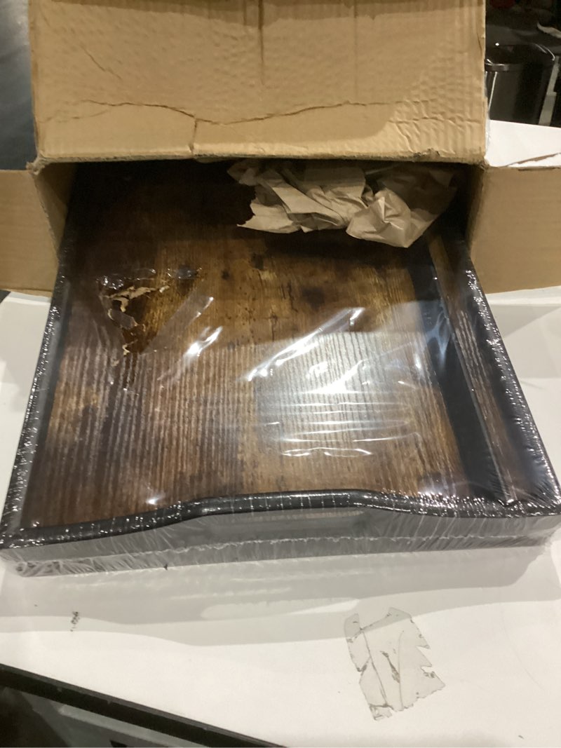 Condition photo showing As Is for 2 Pack Breakfast in Bed Tray for Eating, 16.92 x 12.6 Inch Bed Table Tray with Folding Legs & Handles, Bamboo Food Lap Trays Fits for Adult Kids Eating/TV/Surgery Recovery by Easoger. Set of 2 2-black 2 Pack