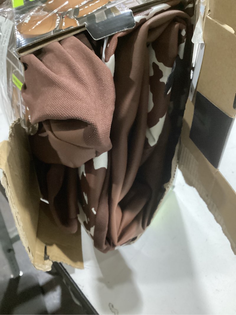 Condition photo showing Good Condition for auto drive universal fit brown white cow faux leather car seat and headrest cover, set of 2