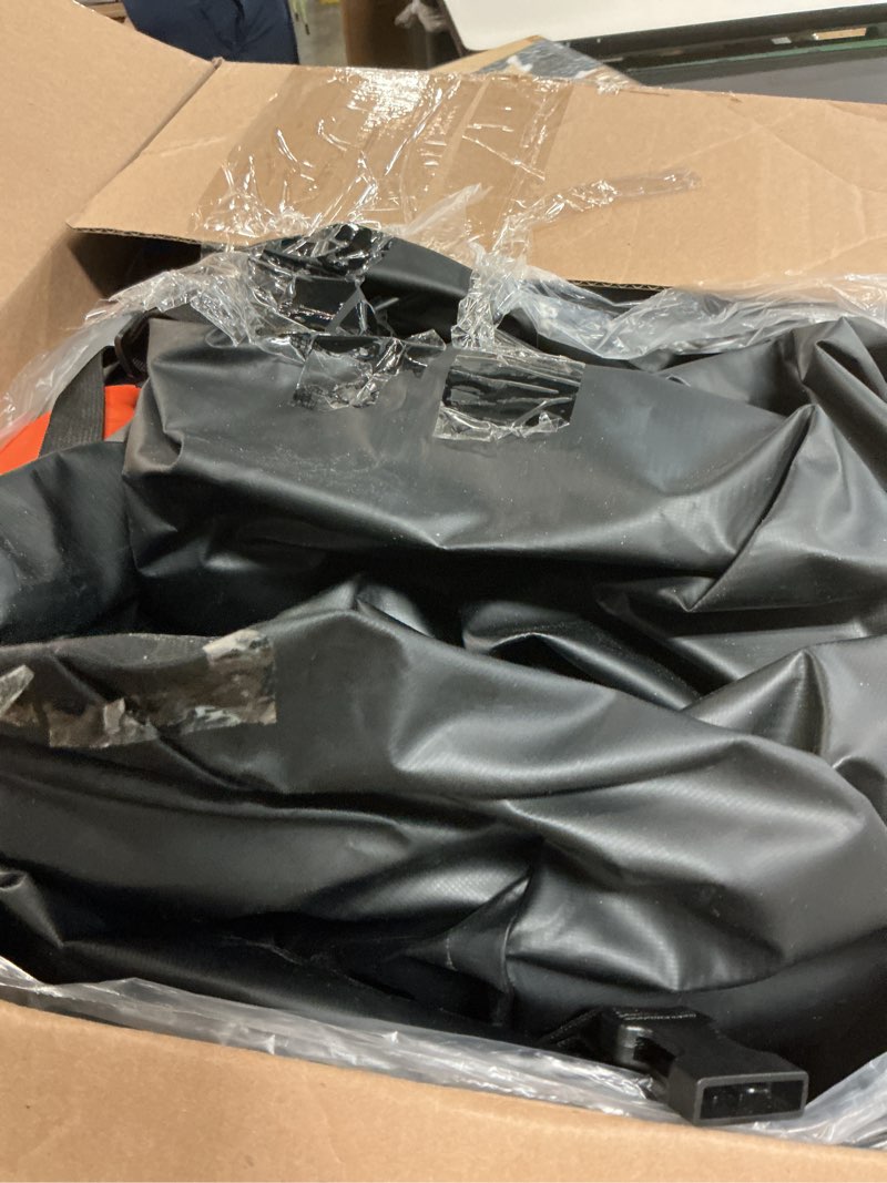 Condition photo showing As Is for fivklemnz 30 cubic car rooftop cargo carrier roof bag waterproof for all top of vehicle with/without rack includes topper anti-slip mat + reinforced straps + 6 door hooks + luggage lock without rack 30 cubic feet