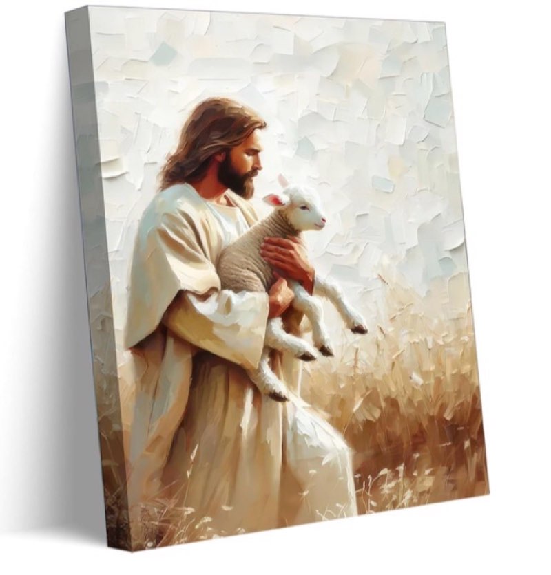 Jesus And Lamb Canvas Wall Art Christian Bible Story Jesus Leaves The 99 Sheep Wall Decor Pictures J