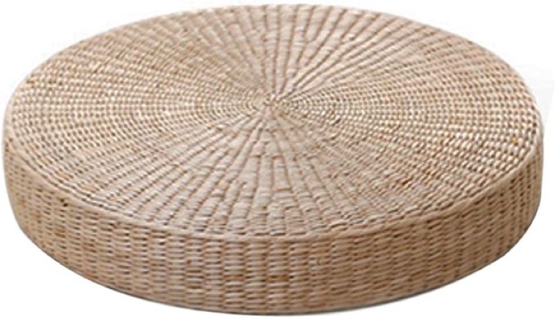 Handcrafted Eco-Friendly Breathable Padded Knitted Straw Flat Seat Cushion/Straw futon Cushion (Round 45cm(17.72 in))