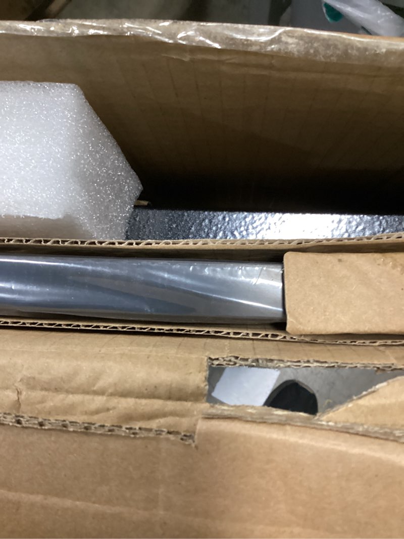 Condition photo showing Good Condition for Drive Medical Overbed Table with Wheels - Secure Height Adjustment for Comfort - Non Tilt Surface - Smooth Rolling Design - Home & Hospital Use - Woodgrain Laminate Top - Silver Vein Silver Vein Table