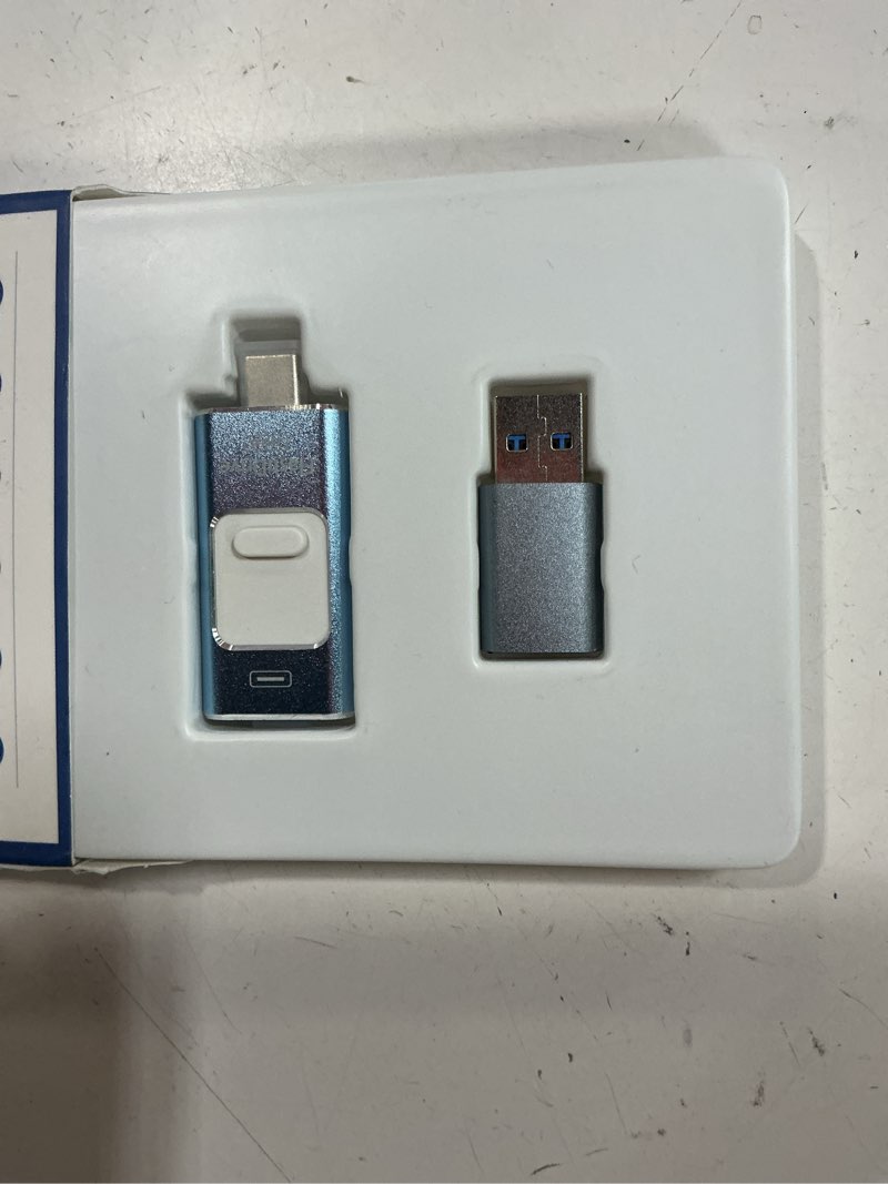 Condition photo showing New/Like New for apple mfi certified 256gb flash drive for iphone thumb drive photo stick, usb memory stick iphone flash drive for photos videos, high speed jump drive compatible for iphone/ipad/android/pc (blue) blue 256gb