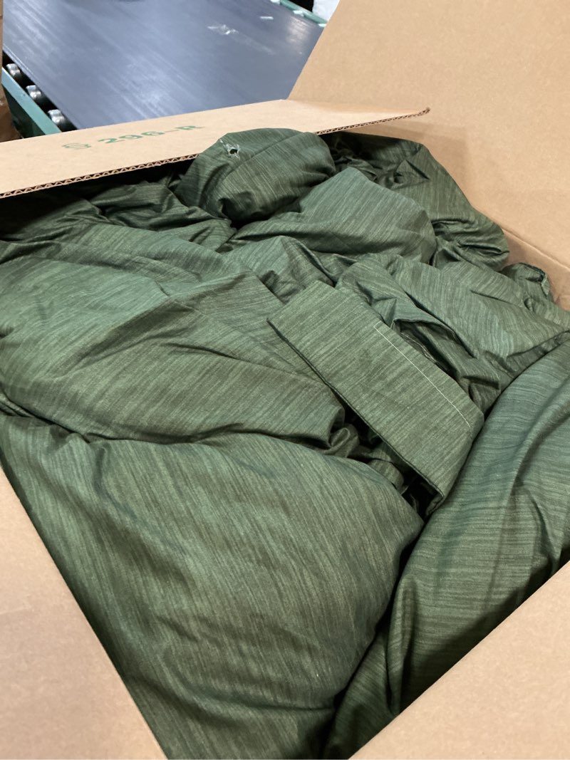 Condition photo showing As Is for bedsure california king comforter set - dark green soft bedding for all seasons, cationic dyed bed set, 3 pieces, 1 california king size comforter (104"x96") and 2 pillow shams (20"x36"+2") california king 02 - olive green melange