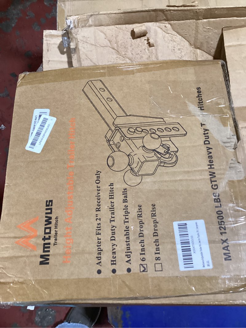 Condition photo showing Good Condition for adjustable trailer hitch - drop hitch fit 2" receiver -6" drop/rise | tri ball mount with hook (1-7/8'', 2'' & 2-5/16''), 12,500 lbs gtw tow hitch, 3 ball hitches for trucks, rvs, camper, suv etc