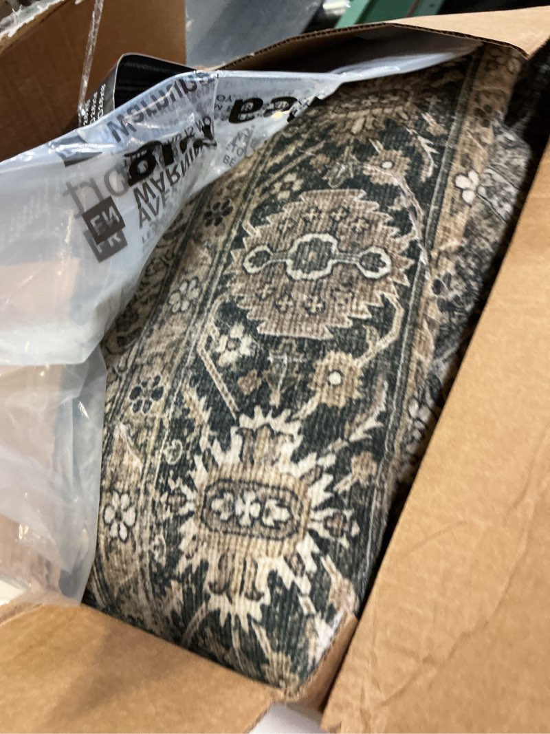 Condition photo showing As Is for 5x7 Area Rugs, Abstract Modern Machine Washable Rugs for Living Room, Neutral Soft Non-Slip Thin Print Floor Carpet for Bedroom Kids Room, Rust Red 5' x 7' (Rectangular) Rust Red