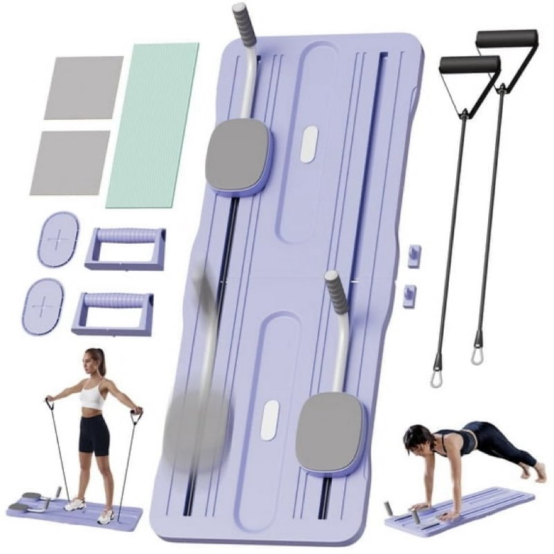 Pilates Board – Upgraded Foldable Pilates Reformer, 8 in 1 Pilates Board Set for Home Workout, 15 in