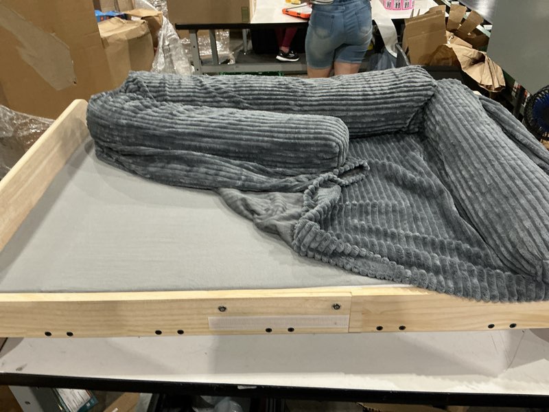 Condition photo showing As Is for cute couch bed for pets, supportive cat sofa for indoor cats, small dog sofa bed for small dogs, grey, 24 inches 24.0"l x 18.0"w x 10.0"th grey