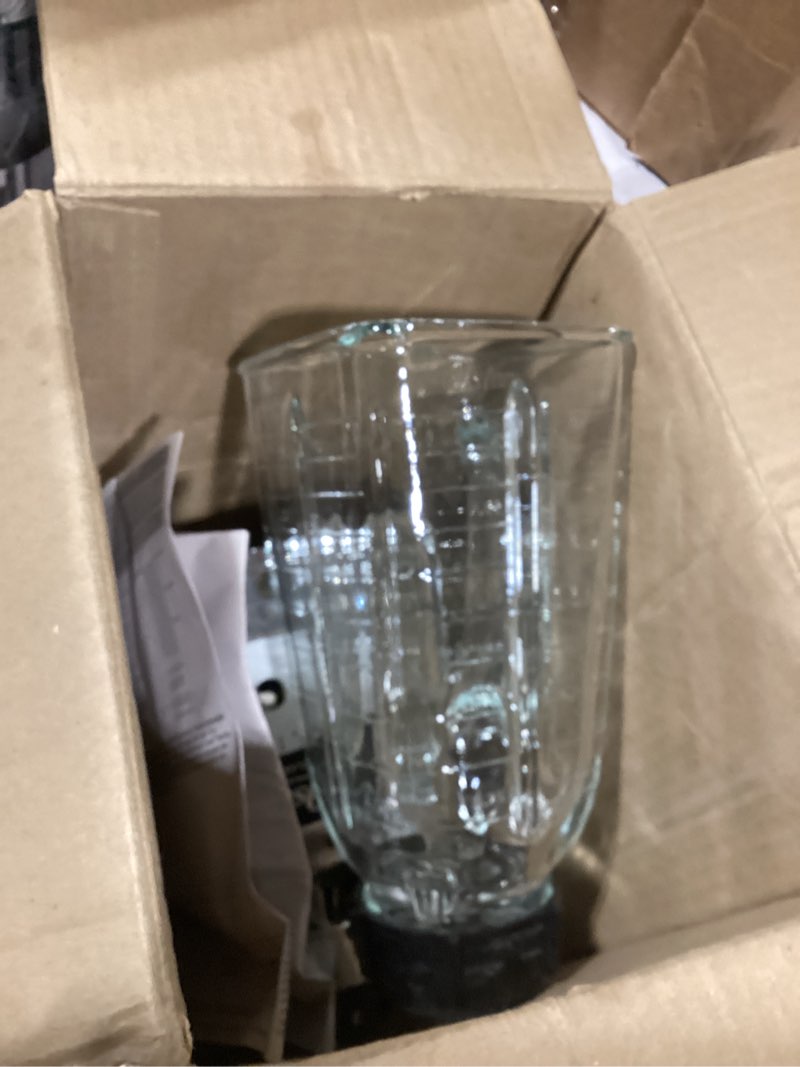 Condition photo showing As Is for oster original 3 speed chrome blender, 6 times more durable motor, 10 times stronger, 5 cup glass jar