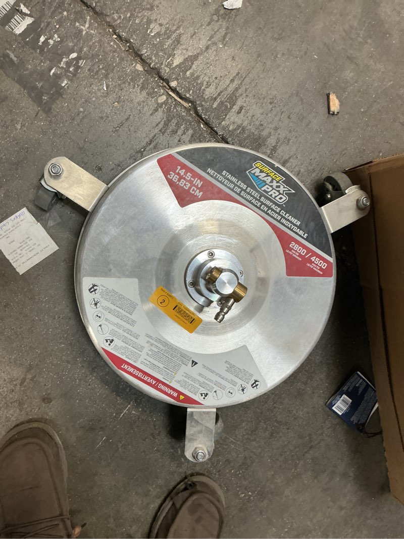 Condition photo showing As Is for surfacemaxx pro 14.5-in up to 4500-psi rotating surface cleaner for gas and electric pressure washers
